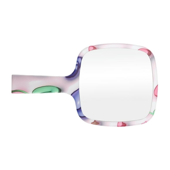1 Pc Espejo de Mano Cuadrado Duradero para Mujeres para Viajes de Negocios Color Púrpura Rosa Espejo de Plástico de Aluminio