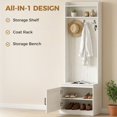 thumbnail image 3 of Modern Hall Tree with Shoe Storage Bench, Coat Rack and Shelves, White, 3 of 7