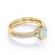 thumbnail image 3 of JeenMata Anillo de Bodas de Pasado, Presente y Futuro con Pavé Curvo de Ópalo Etíope Elíptico de 1 Quilate y Moissanita Engastado en Oro Amarillo de 18 K sobre Plata, 3 of 6