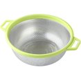 thumbnail image 1 of Colador de acero inoxidable con mango y patas, colador grande de Metal verde para pasta, espaguetis, bayas, verduras, frutas y fideos, 1 of 1