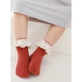 thumbnail image 2 of xiaxaixu Toddler Ribbed Sock Pair, Lacing Hem Elastic Cuff Middle Stockings, 2 of 6