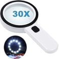 thumbnail image 1 of Lupa con 12 luces LED, 30X Lente de doble vidrio Lupa iluminada de mano Lupa de lectura para personas mayores Lectura, monedas, sellos, mapa, inspección, degeneración macular Adepaton WMZL-1598, 1 of 7