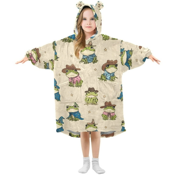 joogoo Wearable Blanket Hoodie for Cute Frog with Hats Oversized Sherpa Hooded 3-14 YR M