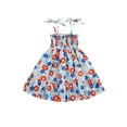 thumbnail image 1 of Bagilaanoe 4th of July Dress for Little Girl Floral Star Print Ruffle Sleeveless A-line Dresses 3T 4T 5T 6T 7T 8T Kids Independence Day Swing Sundress, 1 of 9