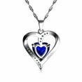 thumbnail image 3 of DEPHINI Blue Heart Necklace 925 Sterling Silver Heart Pendant CZ, 3 of 6