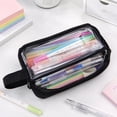 thumbnail image 5 of Secfreeship Clear Transparent Pencil Pouch, Large Capacity Cloth Stationery Organizer with Zipper, Multi-Layer Storage Bag for Pens, Markers, Office Supplies and Travel Essentials, 5 of 9