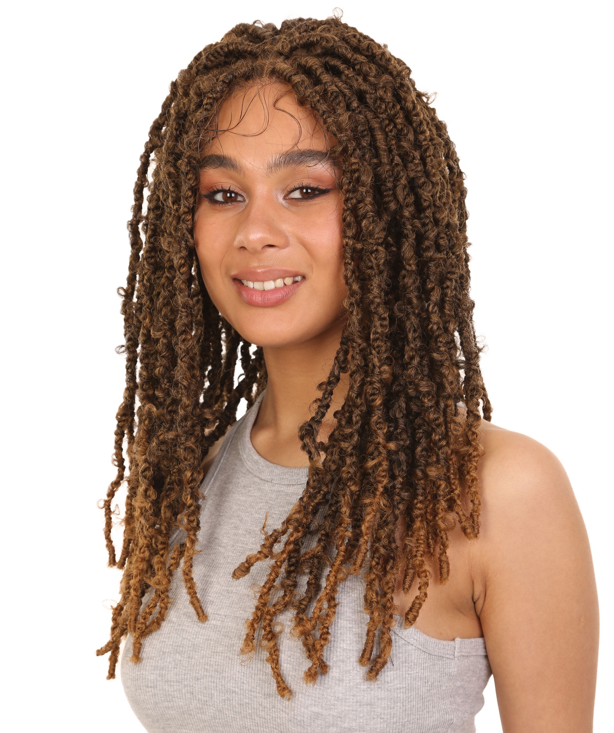 LUXLUXE Sarafina Curly Braid 29 in Long 4X4 Hand Tied Lace Braid Braided Wig, Beauty Heat Resistant Fiber, Multipole color Option