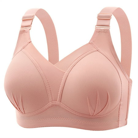 LLYWEY Bras for Women No Underwire Discounts Bras Older Women Ladies Lace Bra Style-1123 Women Multiway Bra Feature Adult Female Plus Size Sports Bras Pinks 40B