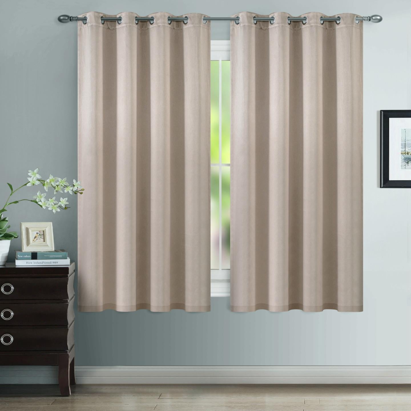 Luxe Weavers Pair of Window Panels Cream 100% Blackout Curtains 95" Length for Bedrooms, Energy Efficient Drapes