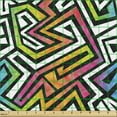 thumbnail image 2 of Ambesonne Geometric Fabric by the Yard Upholstery, Grunge Game Retro, 1 Yard, Multicolor, 2 of 5