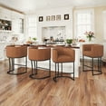 thumbnail image 3 of Dycanpo 26'' Counter Height Bar Stools Set of 4 with Backrest and Arms,Faux leather (Brown-Black), 3 of 7