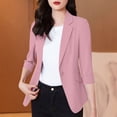 thumbnail image 2 of Veste de Complet Décontractée pour Femmes avec Col à Revers et devant Boutonné, Mélange Léger Polyester-Spandex, Longueur Régulière, Noir, P, 2 of 9