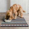 thumbnail image 2 of Boho Retro Floral Pet Feeding Mat-Absorbent Pet Placemat for Food and Water Bowl, with Waterproof Rubber Backing, Quick Dry Water Dispenser Mat for Dog and Cat (16"x24"), 2 of 7