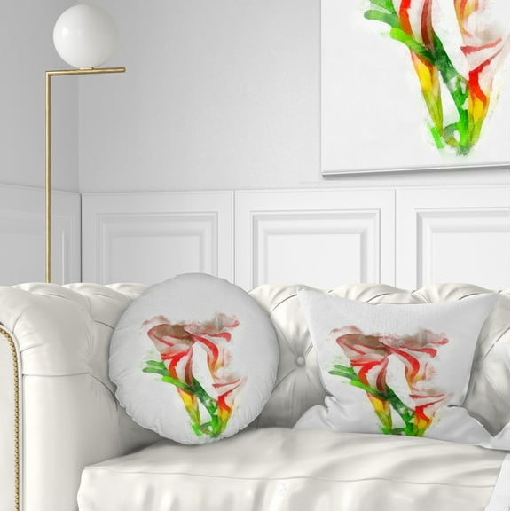 Designart Beautiful Bell Flower Watercolor - Floral Throw Pillow - 12x20