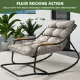 thumbnail image 6 of Uforic Oversized Patio Rocking Chair with Soft Thick Cushion, Steel Outdoor Lounge Rocker Chair with Textilene Handrail and Footrest - Black, 6 of 10