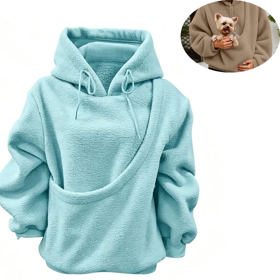 Pet Pouch Hoodies, Cat and Dog Pouch Hoodie Sweatshirt, Soft Breathable Cotton, Built-In Pet Holder, Cozy Small Pet Carrying