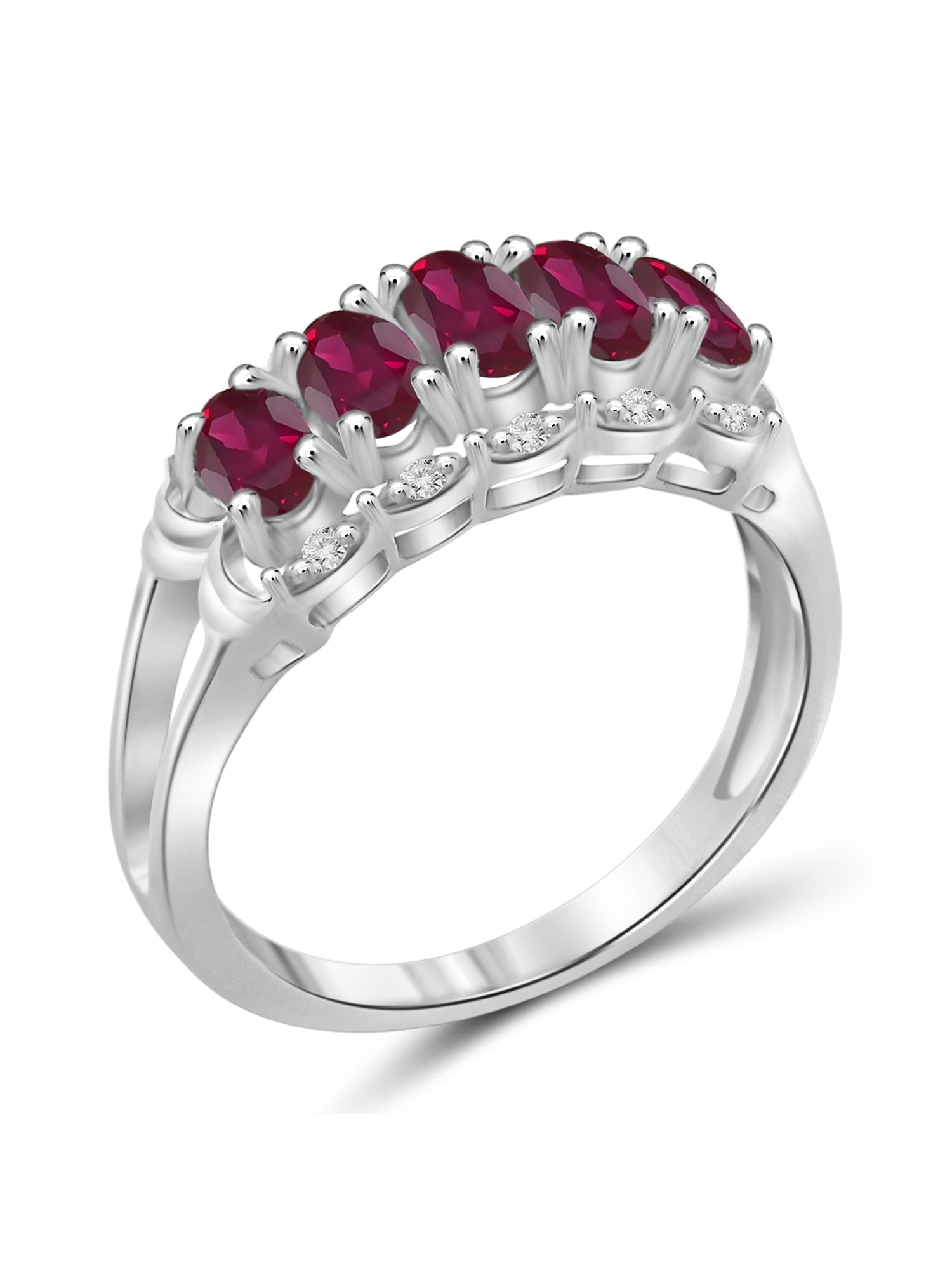 JewelersClub Ruby Ring Birthstone Jewelry – 1.33 Carat Ruby 0.925 Sterling Silver Ring Jewelry with White Diamond Accent – Gemstone Rings with Hypoallergenic 0.925 Sterling Silver Band