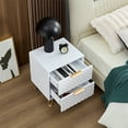 thumbnail image 2 of 20" Tall Wooden Nightstand, Luxury Carving Board 2-Drawer Night Stand with Metal Legs, Bed Side Table for Bedroom, Living Room, Lounge, 2 of 8
