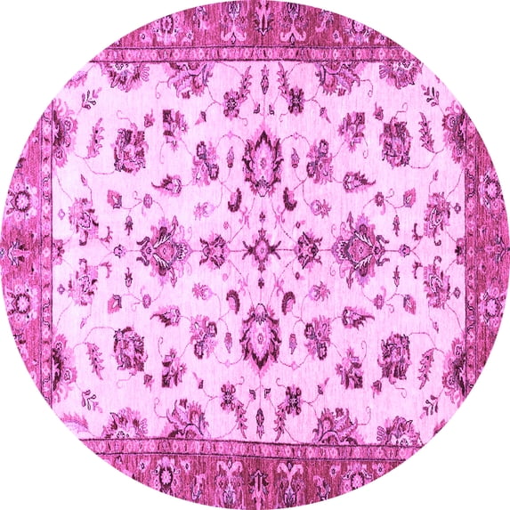 Ahgly Company Indoor Round Oriental Purple Traditional Area Rugs, 5' Round