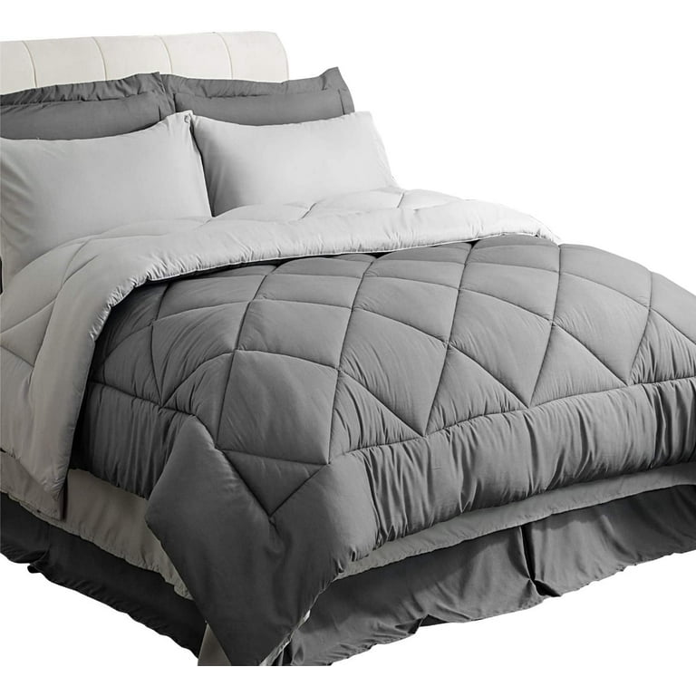 Bedsure Queen Comforter Set 7 Pieces Reversible Bed Set Bed in A
