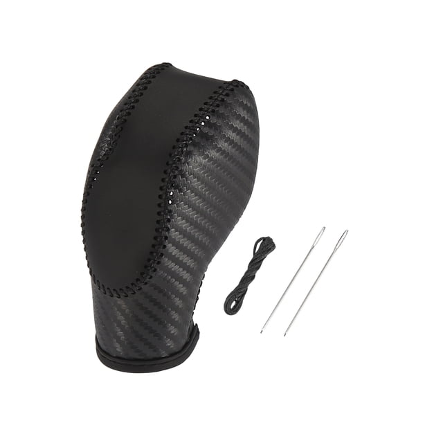 Cubierta de perilla de cambio de marchas de cuero de imitación de coche para Ford Focus Escape Fusion Fiesta Transit Van patrón de fibra de carbono negro