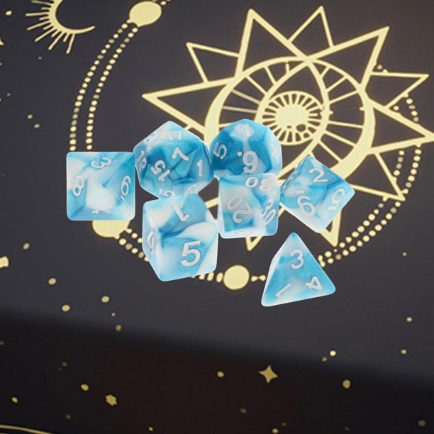Conjunto de 7 piezas de dados acrílicos con números poliédricos para juegos de de juegos de casino y mazmorras Macarena Dados de juego de mesa