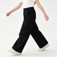 thumbnail image 2 of SROBPTY Fall Winter Teens Boys Girls Pants Solid Wide Leg Cargo with Pockets, 2 of 5