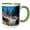 Green/White, variant on 3drose, Mighty Merced River Falls of Yosemite, 11oz Two-tone Red Mug