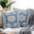 thumbnail image 2 of Throw Pillow Covers 16x16 Inch Set of 2, Blue Boho Waterproof Outdoor Pillow Covers, Farmhouse Bohemian Medallion Oriental Flower Decorative Cushion Pillowcases for Couch, Sofa, Bed, Garden, Patio, 2 of 9