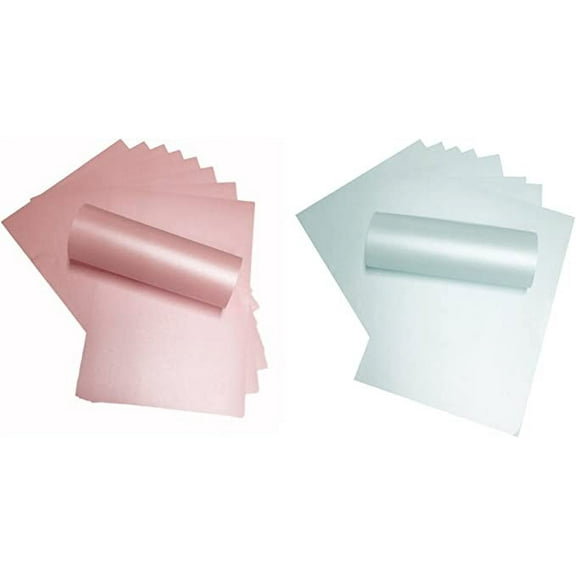 20 Sheets A4 Baby Pink and Baby Blue Pearlescent Shimmer Paper Double Sided 32lb bond Suitable for Inkjet and Laser Printers 10 of Each
