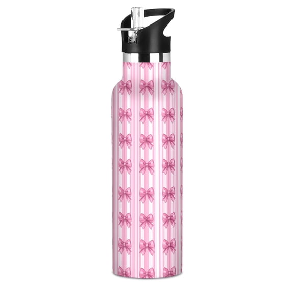 Kids Insulated Stainless Steel Sports Water Bottle 600ml (20oz) Pink Bows