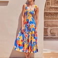 thumbnail image 4 of WILLBEST Robe Longue Brune pour Femmes Robe d'Été Bohème à Bretelles Spaghetti à Encolure Carrée à Volants Décontractée Fluide Longue Robe de Plage S Robe Maxi de Soirée, 4 of 5