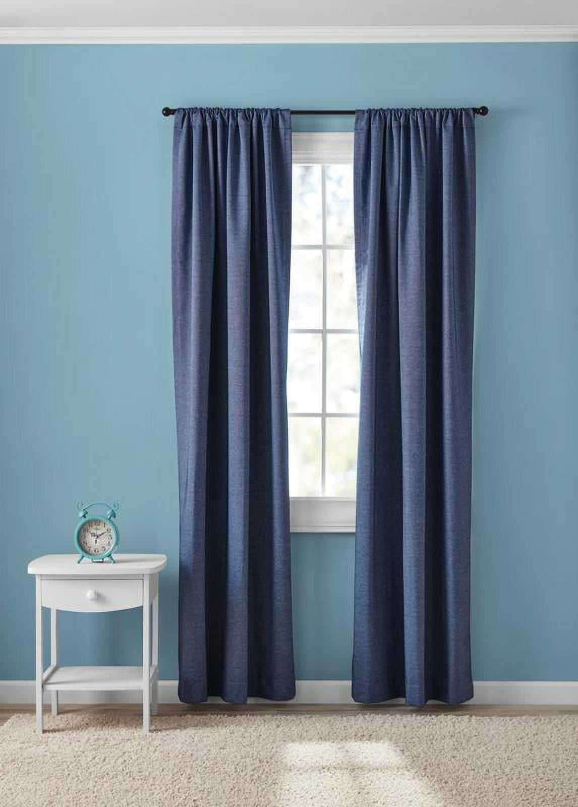 (1 pack) Your Zone Blackout Curtain Panel Pair, Set of 2, Chambray Blue, 38"W x 84"L