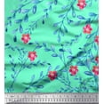 thumbnail image 1 of Soimoi Green Rayon Fabric Leaves,Owl & Pink Floral Print Sewing Fabric BTY 56 Inch Wide, 1 of 1