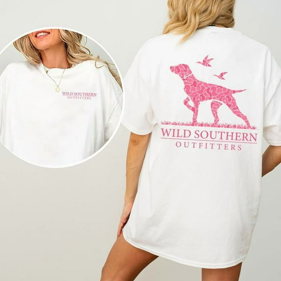 Country Girl Pink Camo Tee - Playful Dog Graphic Shirt, 100% Cotton Relaxed Fit Tops for Southern Lifestyle & Daily Wear