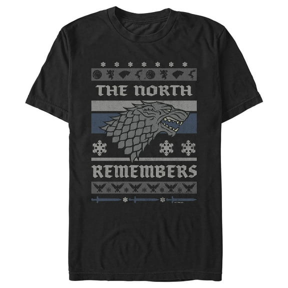 Men's Game of Thrones The North Remembers Ugly Christmas Sweater  Graphic Tee Black X Large
