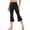 Black #14, variant on Women's High Waisted Flare Capri Leggings with Pockets, Tummy Control Stretch Yoga Cropped Pants, Workout Activewear Army Green S
