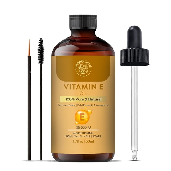 Carno Calm Vitamin E Oil | 35,000 IU Pure & Natural | Cold-Pressed with Tocopherol | Moisturizing Oil for Face, Skin, Hair, Nails & Body | 50 ML