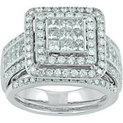 2.00 Carat T.W. Princess Diamond 10kt White Gold Bridal Set
