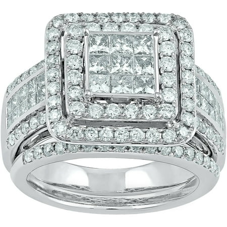 2.00 Carat T.W. Princess Diamond 10kt White Gold Bridal Set