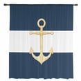 thumbnail image 2 of Yellow Anchor Nautical Semi Sheer Curtains Drapes for Living Room, Bedroom, French Doors Window 45 Inches Long, Navy Blue White Striped Rod Pocket Chiffon Curtain Drapery Voile Draperies Panel, 2 of 6