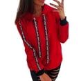 thumbnail image 2 of Chandails pour Femmes T-Shirts Manches Longues Hauts d'Entraînement pour Femmes Automne Grande Taille Chandails Unis à Capuche Chandail Mignon T-Shirts Rouge 2TG, 2 of 7