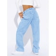 thumbnail image 2 of Women's High Waisted Baggy Jeans Straight Leg Casual Denim Pants, 2 of 6