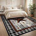thumbnail image 3 of ODIKA 8'x10' Washable Area Rug Door Vintage Plank Plaid Frame Retro Panel Farmhouse Border Motif for Dining Room, Large Office, Lounge, Non-Slip Chair-Friendly Mat, 3 of 7