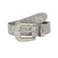 thumbnail image 2 of ITSAME Vintage Rhinestone Belts for Women, Adjustable Sequin Fashion Cowboy Pin Buckle Waistband White Free Size, 2 of 6