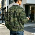 thumbnail image 7 of CCRFTGI Corduroy Jackets for Men Bomber Full Zip Casual Vintage Collared Long Sleeve Camo Outdoor Fall Winter Coats for Men Dark Green M, 7 of 7