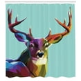 thumbnail image 3 of Ambesonne Colorful Shower Curtain, Retro Low Poly Deer, 69"Wx70"L, Multicolor, 3 of 3