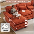 thumbnail image 4 of Wiilayok 133" U Shaped Cloud Couch Modular Sectional Couches for Living Room Fluffy Chenille Deep Seat Sofa set w/ Double Chaise Lounge, Storage Central Console, Cup Holders, USB Port, Sunset Orange, 4 of 9