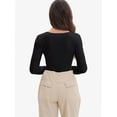thumbnail image 2 of Womens Long Sleeve Scoop Neck Ribbed Knit Fitted Casual Tops Tee Slim Basic Shirts, 2 of 6