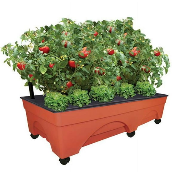 Emsco Group 48”x 20”x 12” Green UV-Protected Resin Planter Box with Self-Watering System